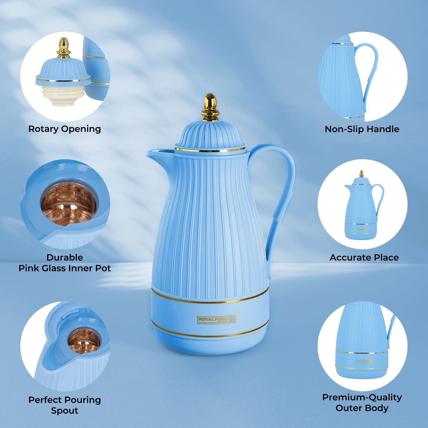 1L Baby Blue Insulated Glass Vacuum Flask Jug