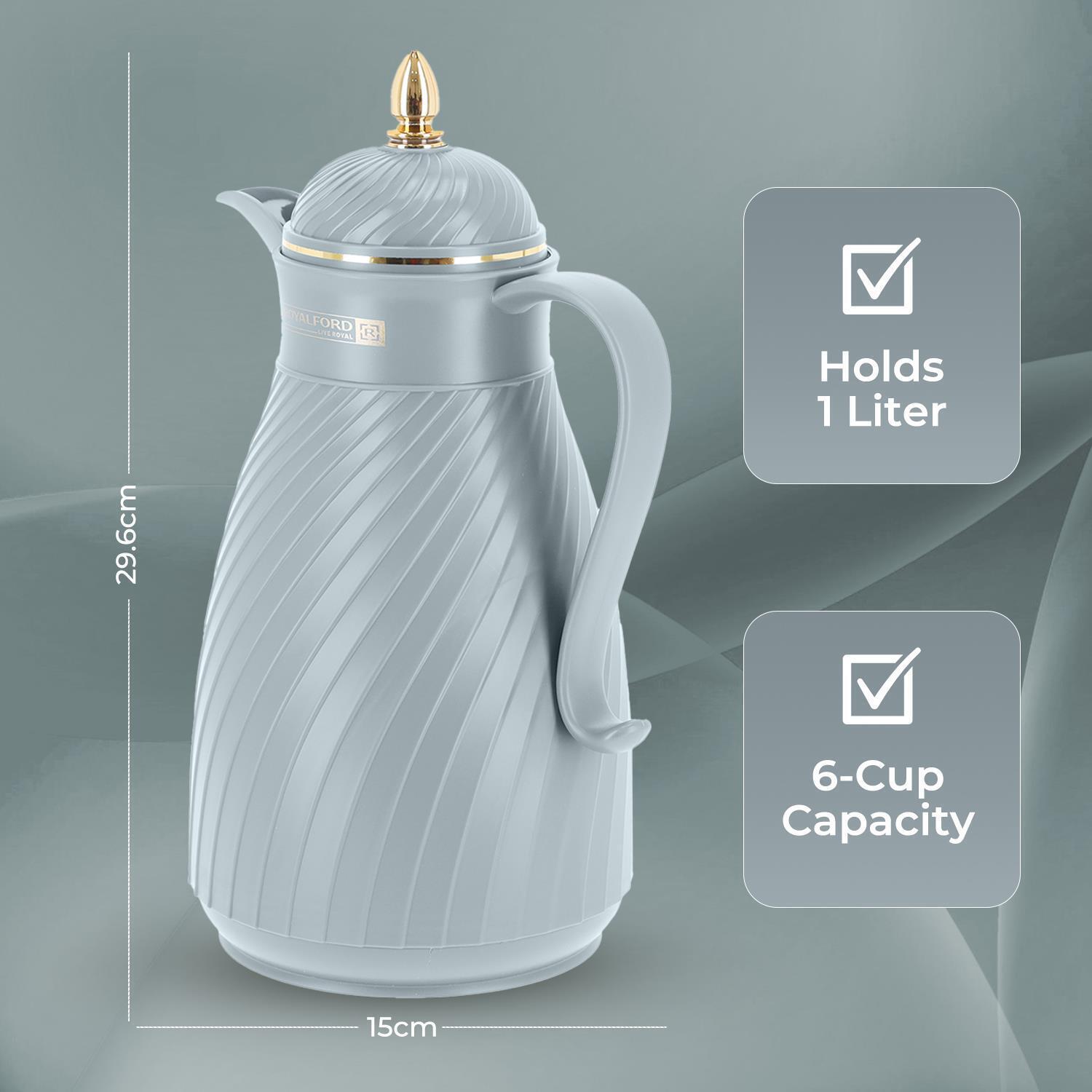 1L Grey Insulated Vacuum Flask Thermos Jug