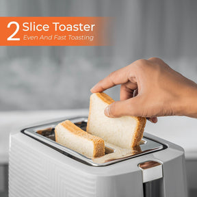 Grey 2-Slice Bread Toaster With 7-Level Browning Control