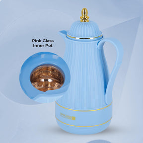 1L Baby Blue Insulated Glass Vacuum Flask Jug