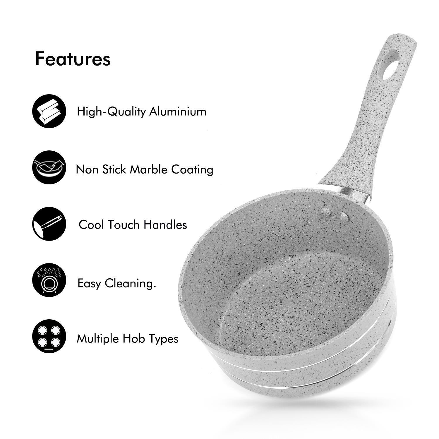 18cm Induction Non-Stick Grey Granite Saucepan