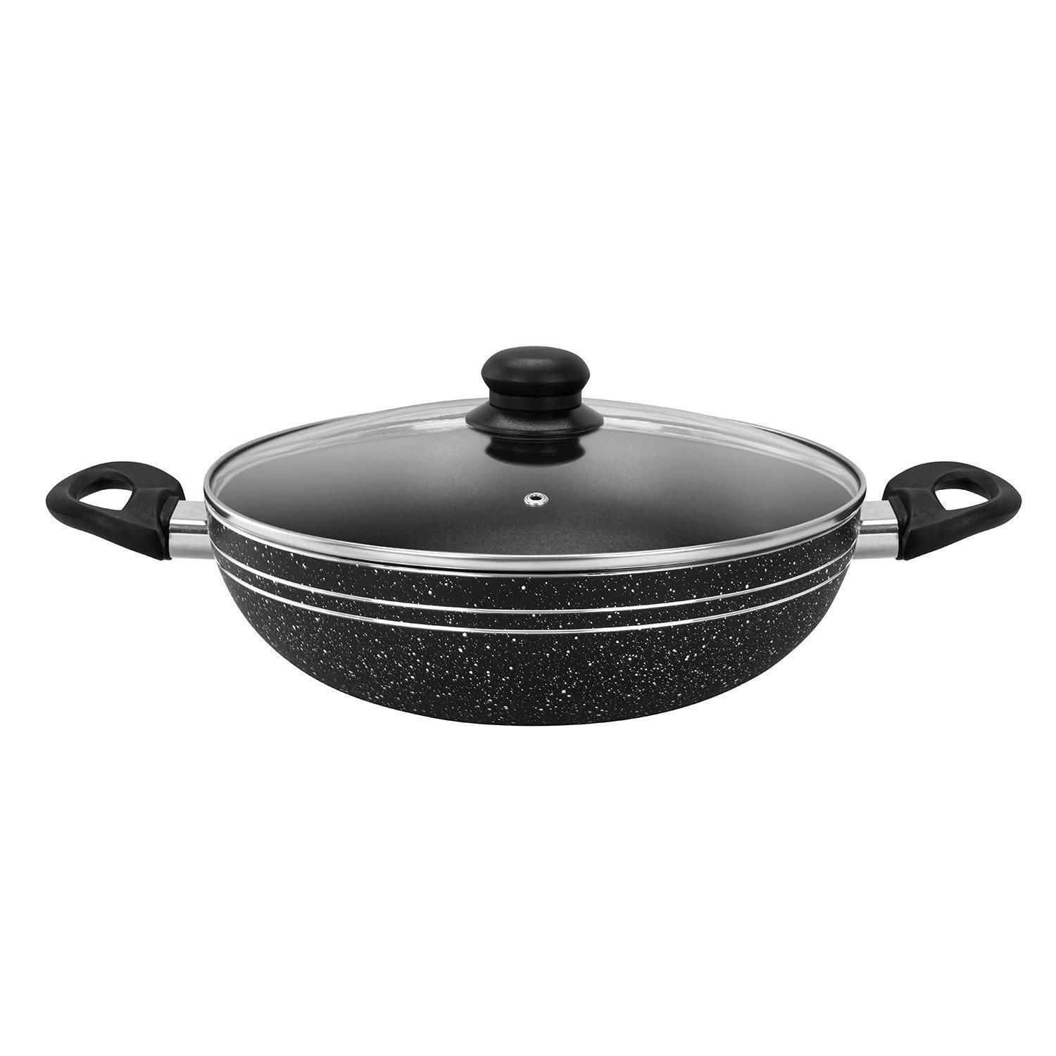 32cm Non-Stick Induction Wok Pan with Glass Lid