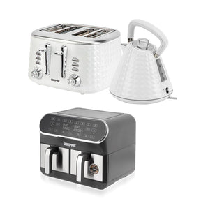 Dual Basket Air Fryer, 4-Slice Toaster & Electric Kettle Bundle