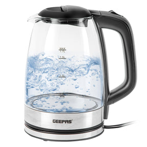 1.8L Black Electric Glass Kettle and Two-Slice Toaster Set