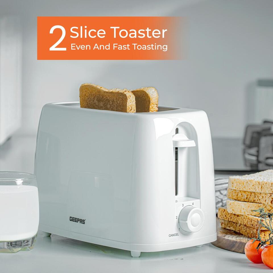 1.7L Electric Kettle & 2-Slice Bread Toaster Set In White