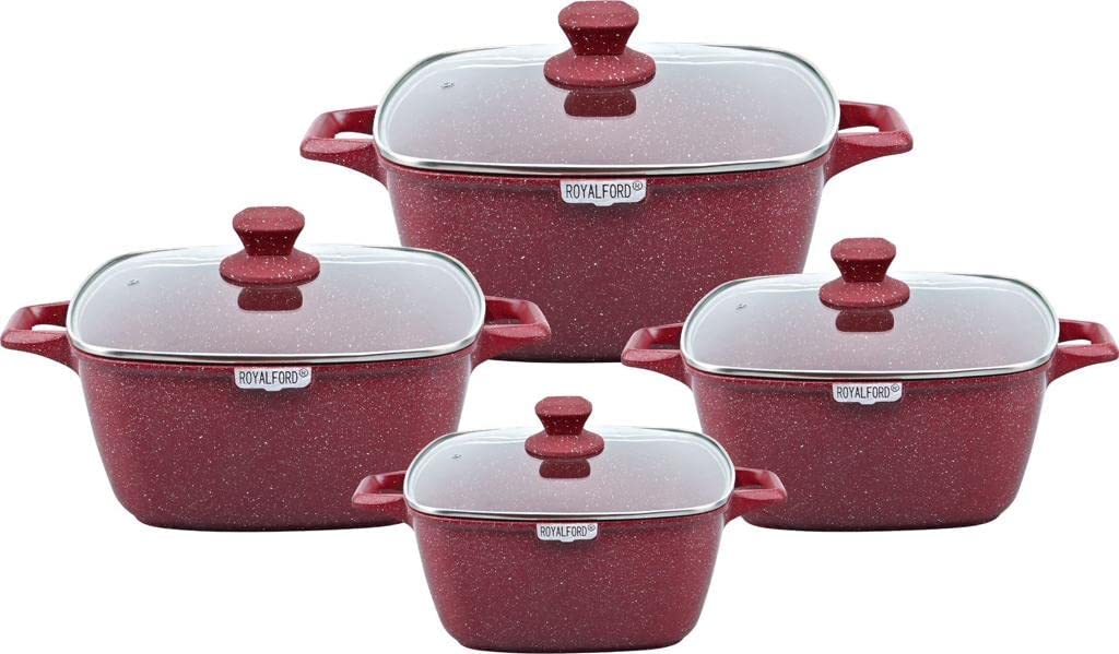 4-Piece Red Die-Cast Casserole Cookware Set