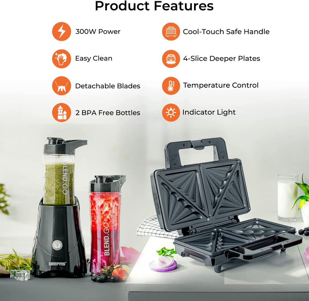 Kettle, Toaster, Sports Blender and Toastie Maker Bundle | Geepas UK