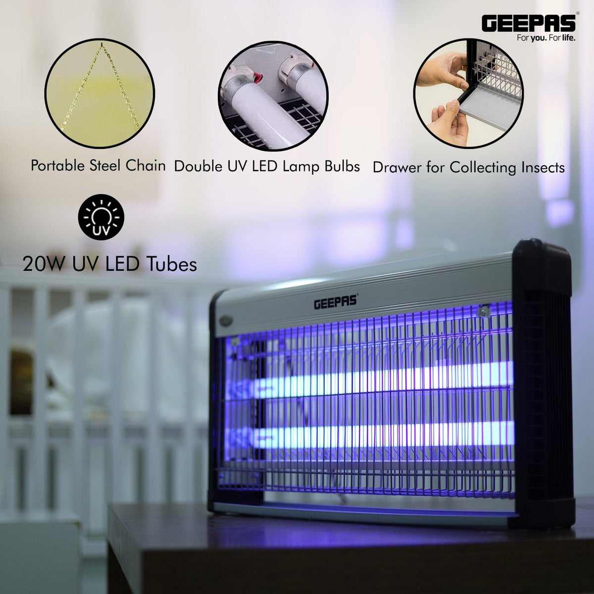 40W UV Electric Indoor Fly Zapper and Mosquito Killer | Geepas UK