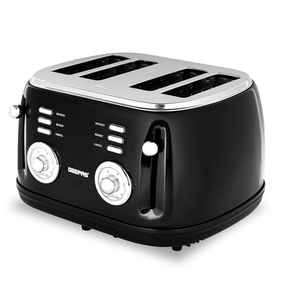 An image of the vintage four slice stainless steel bread toaster.