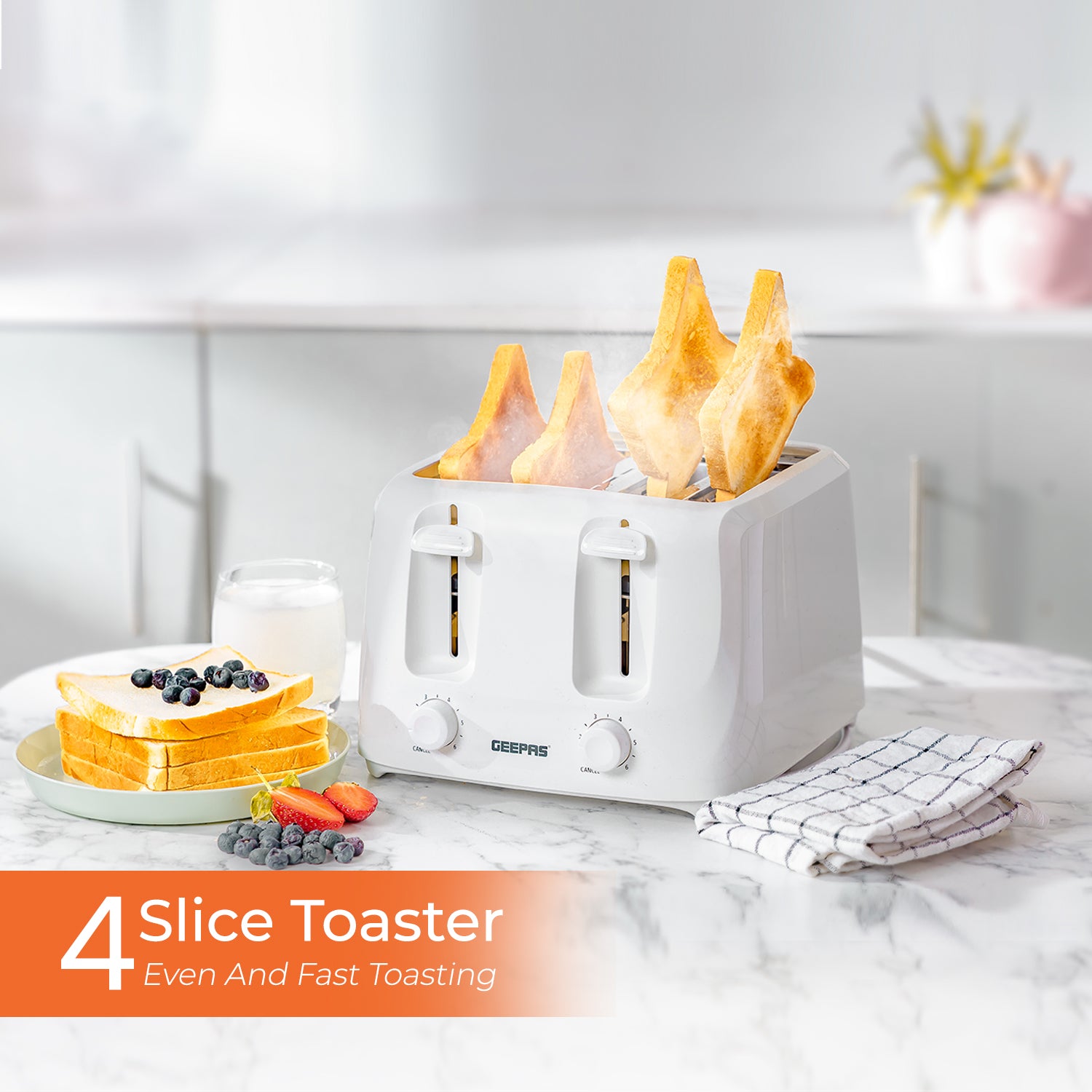 Four-Slice White Bread Toaster
