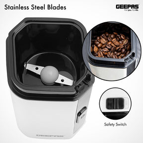 150W Electric Coffee Grinder Coffee Grinder Geepas | For you. For life. 