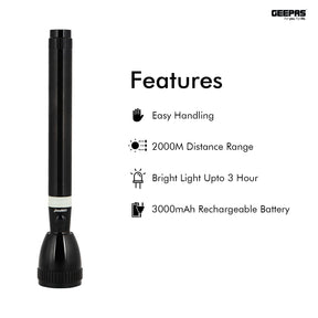 Rechargeable LED Flashlight, CREE LED Torch Lighting Geepas | For you. For life. 