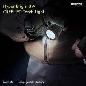 Rechargeable LED Flashlight, CREE LED Torch Lighting Geepas | For you. For life. 