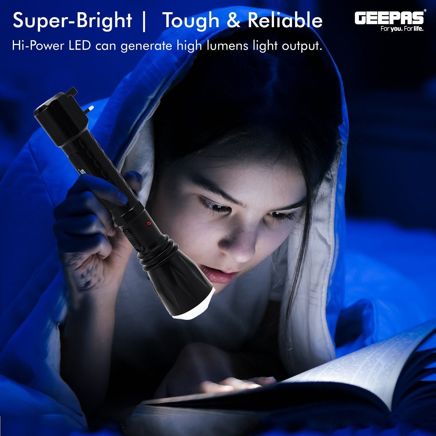 Rechargeable LED Flashlight Lighting Geepas | For you. For life. 