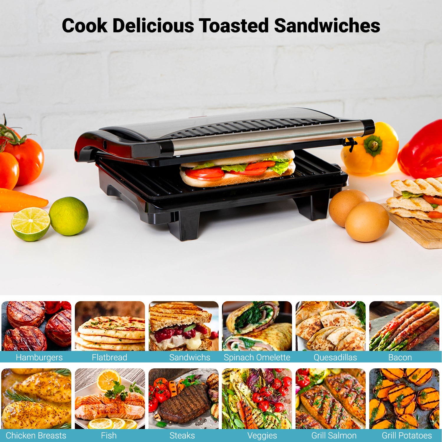 Geepas | For you. For life. Panini & Sandwich Press Toastie Maker Sandwich Maker