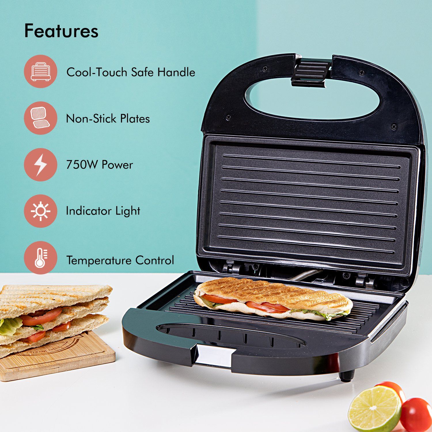 750W Grill Maker & Griddle Toasty Maker Sandwich Maker Geepas | For you. For life. 