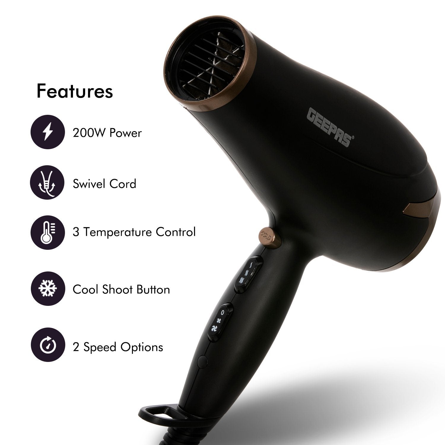 1600W Powerful Hair Dryer Hair Dryer Geepas | For you. For life. 