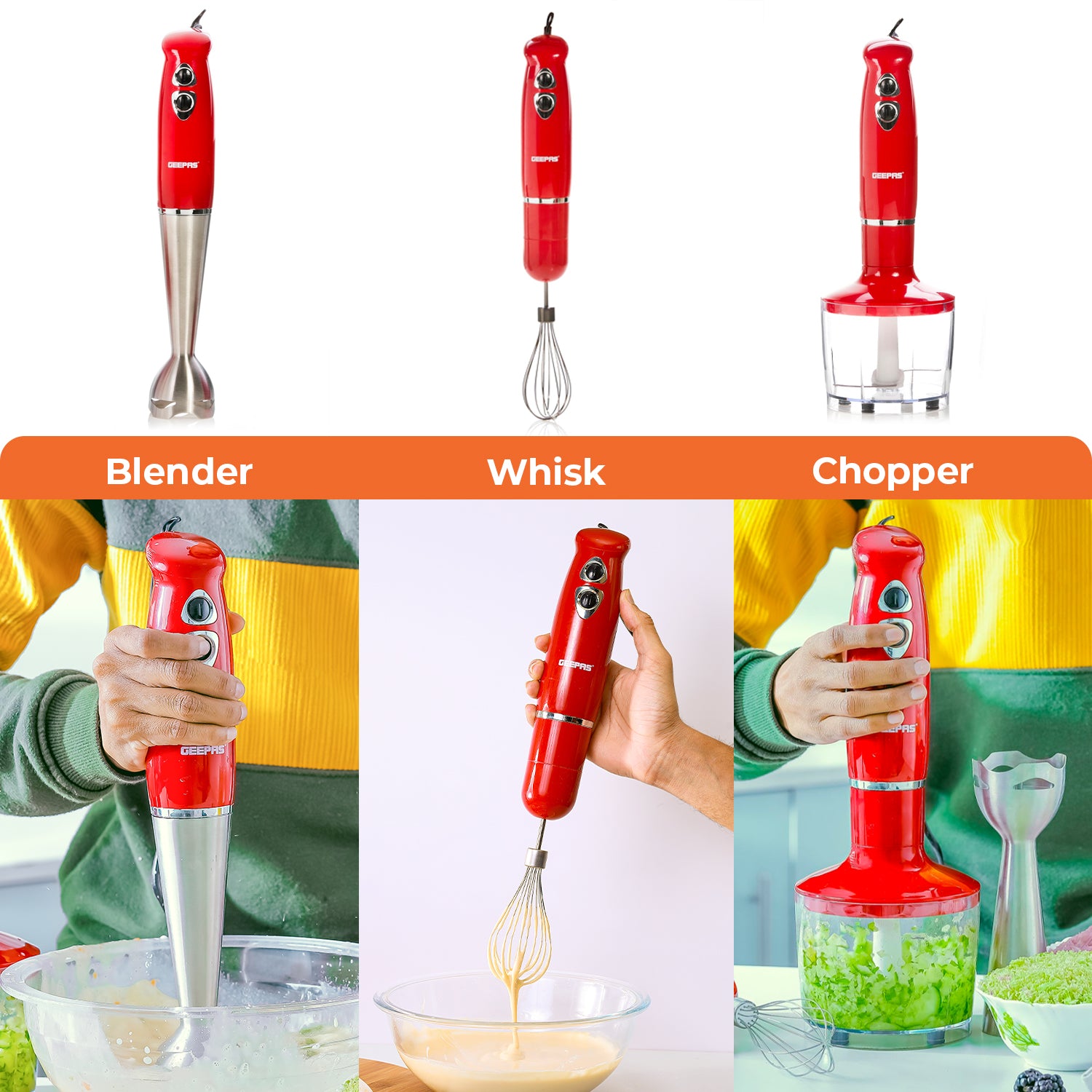 3-In-1 Stick Hand Blender and Food Processor