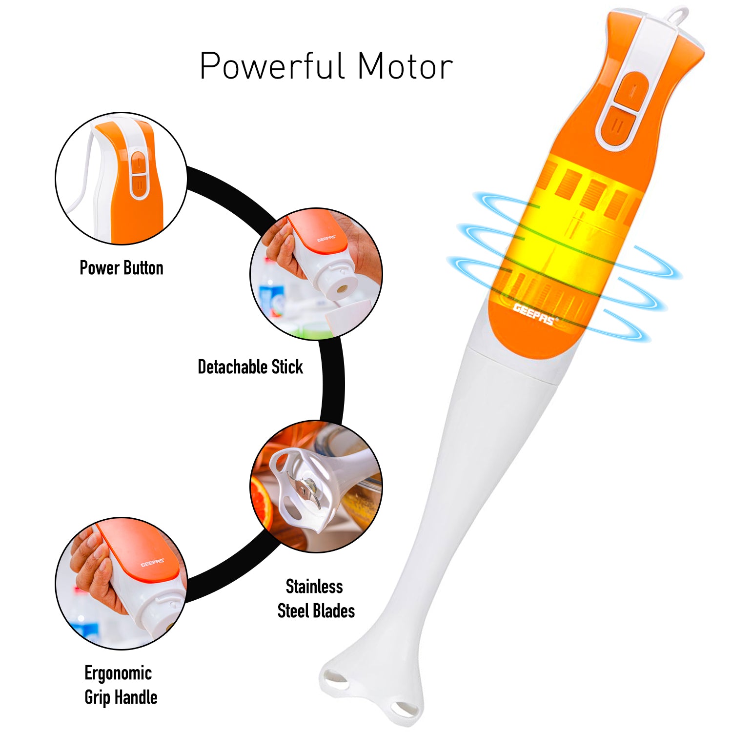 Geepas | For you. For life. Hand Immersion Blender (Orange) Blender
