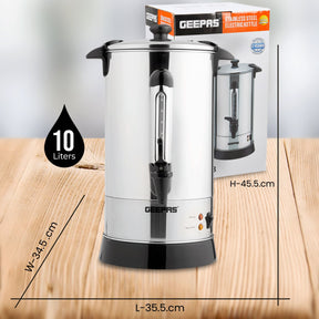 10L Stainless Steel Electric Urn (1650W) Electric Catering Urn Geepas | For you. For life. 