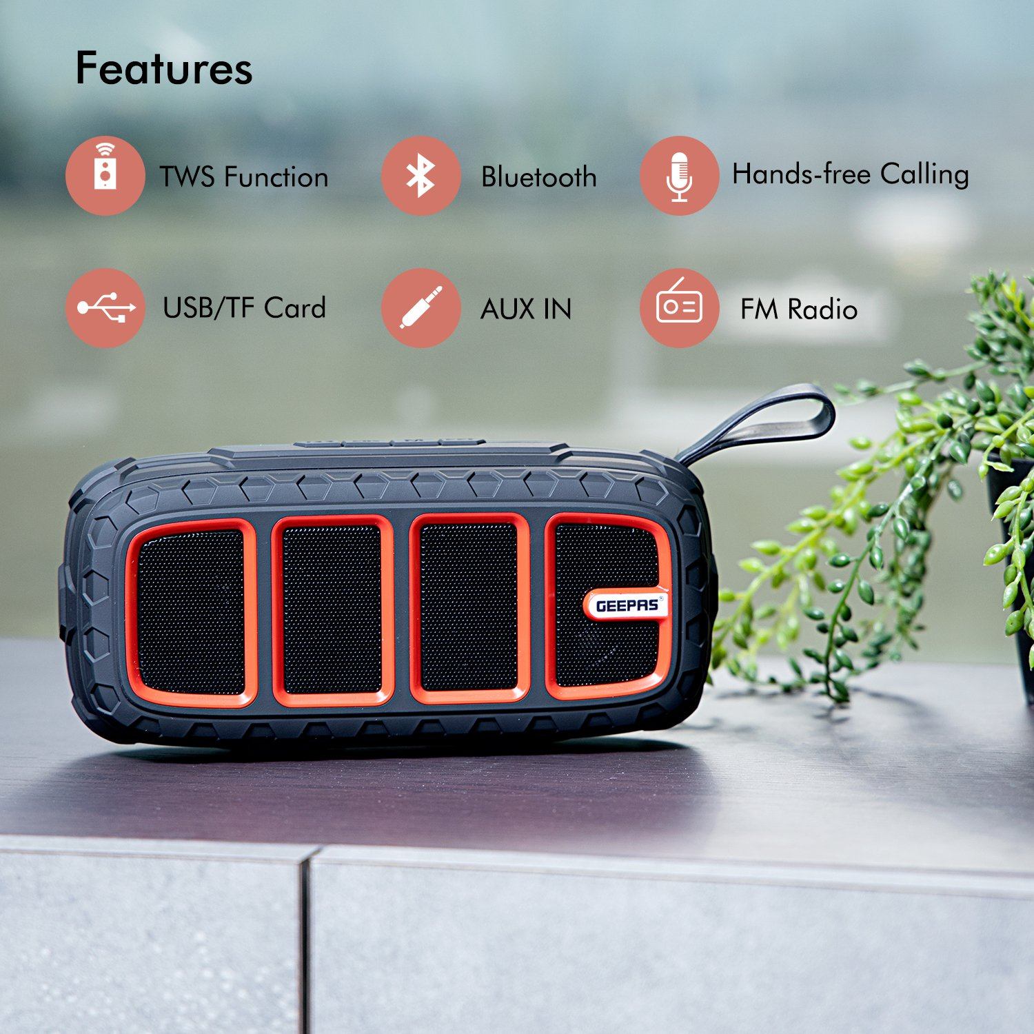 Portable Bluetooth Speaker Rechargeable MP3 Player USB/TF/AUX/FM/TWS Speakers Geepas | For you. For life. 