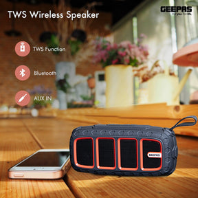 Portable Bluetooth Speaker Rechargeable MP3 Player USB/TF/AUX/FM/TWS Speakers Geepas | For you. For life. 