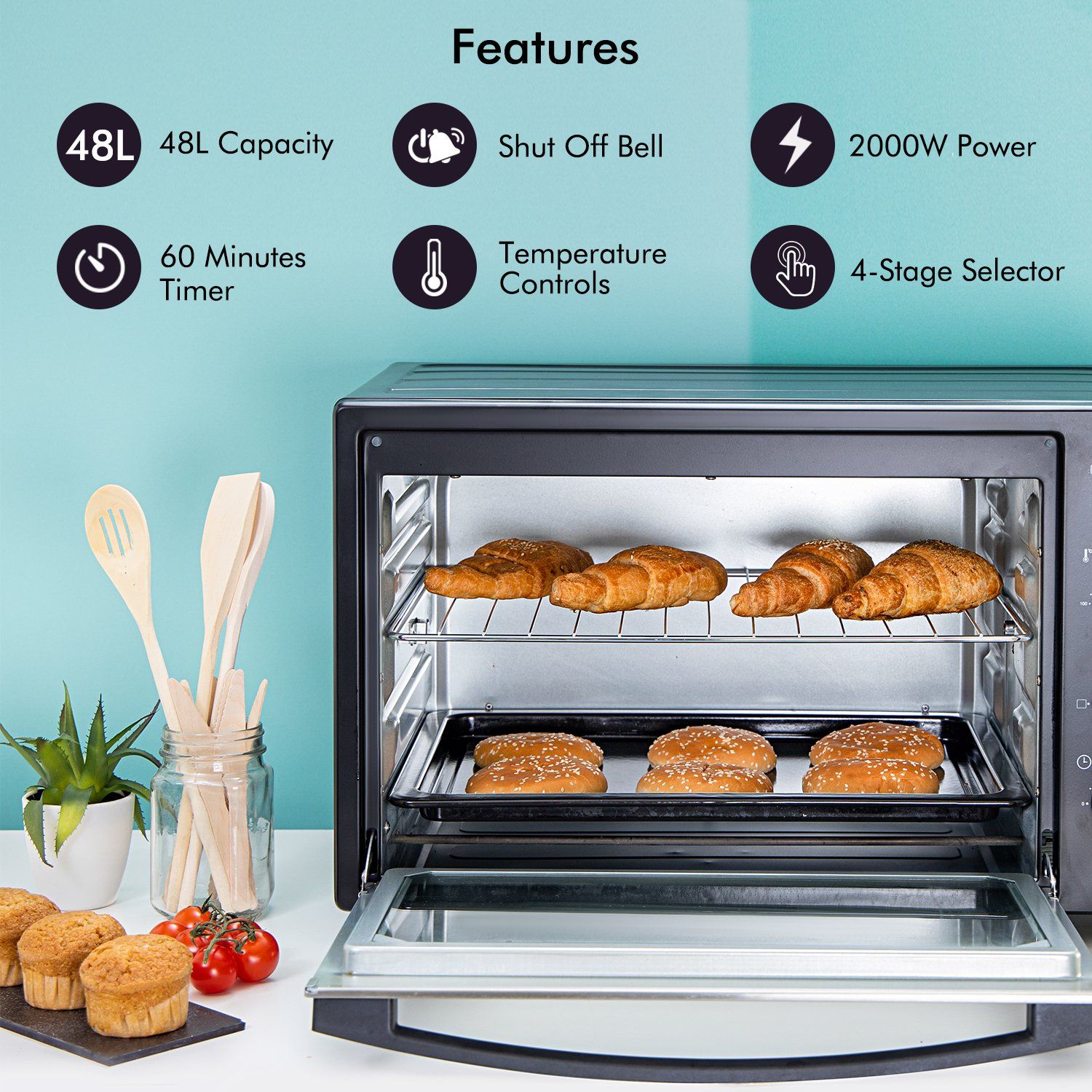 2000W Mini Oven and Grill, 48L Oven Geepas | For you. For life. 