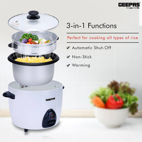 1.5L Rice Cooker with Steamer Rice Cooker Geepas | For you. For life. 