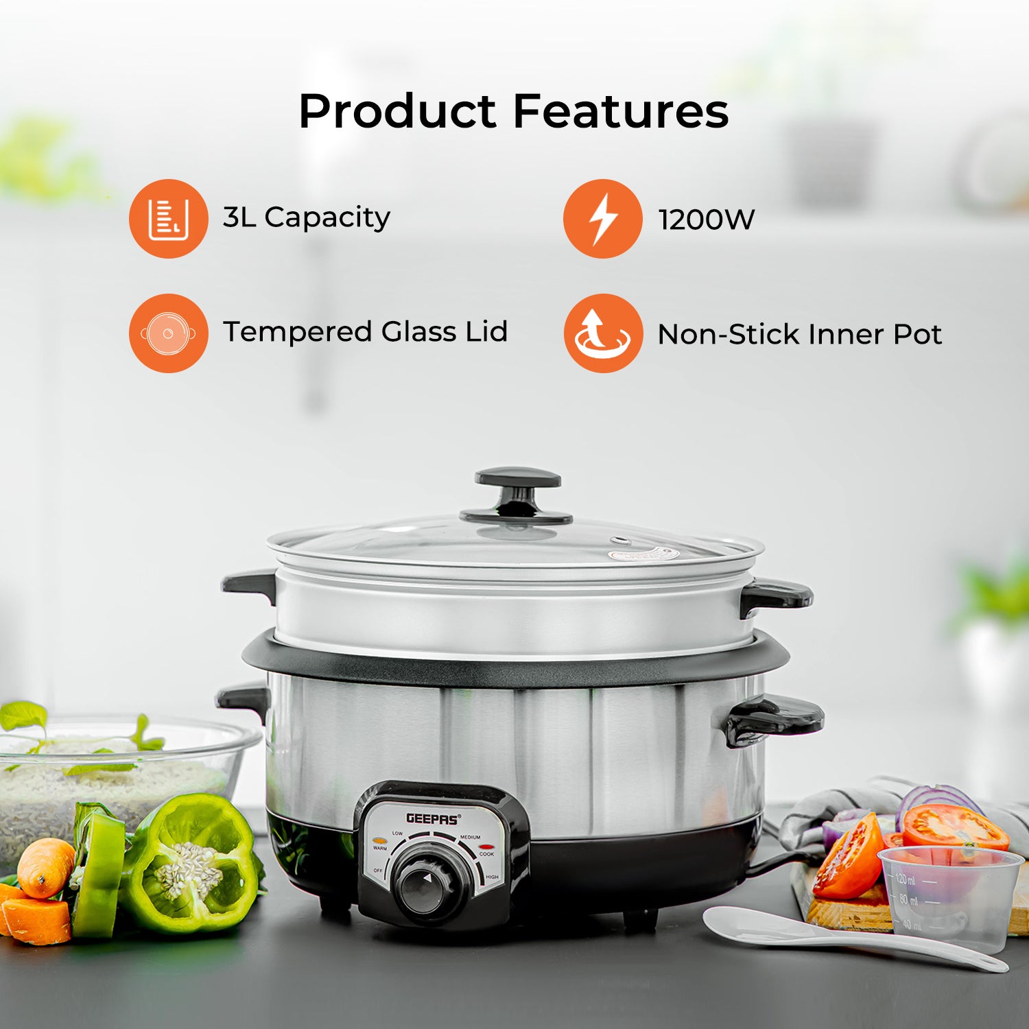 7-In-1 Smart Stack Multi Cooker, Steamer and Slow Cooker