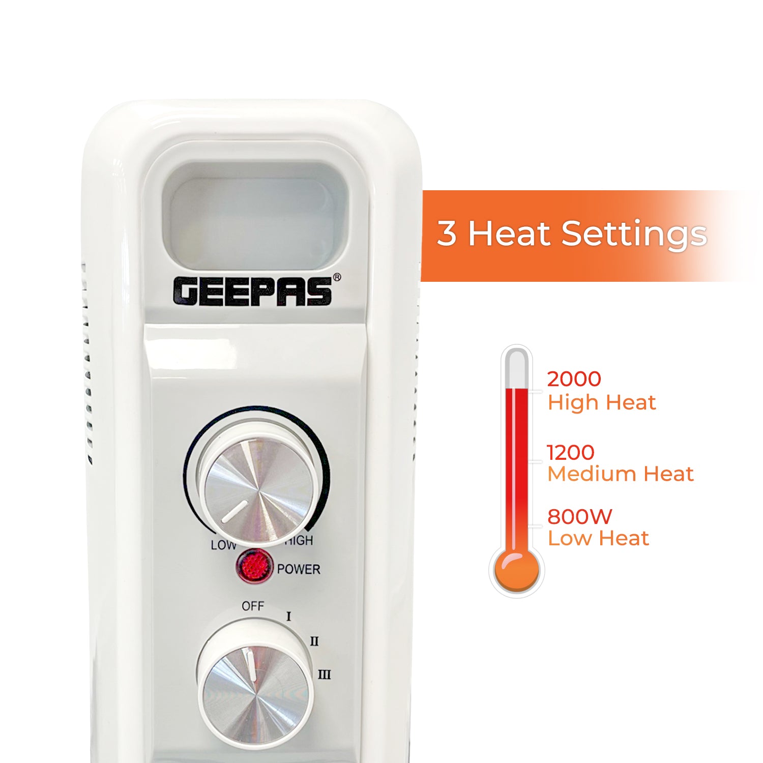 Geepas | For you. For life. Oil Filled Radiator Heater, 2000W Heaters
