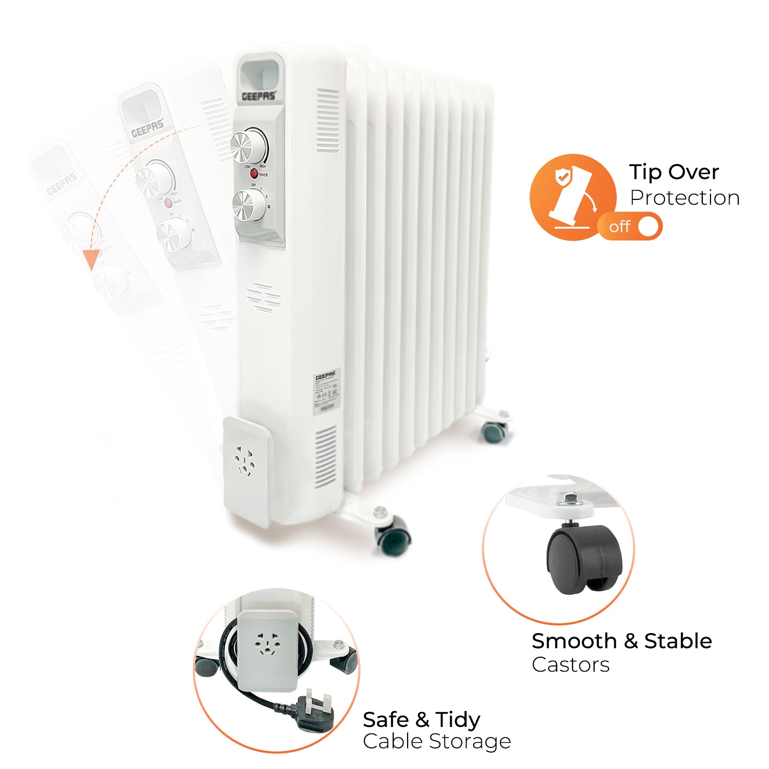 Geepas | For you. For life. 11-Fin Portable Oil Radiator Heater Heaters