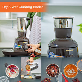 3-in-1 Heavy-Duty Wet and Dry Indian Mixer Grinder 750W