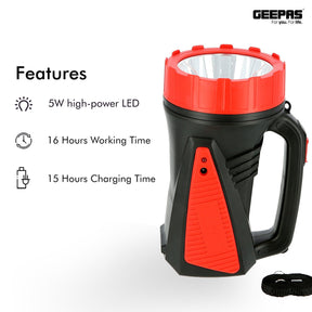 Rechargeable LED Flash Light Lighting Geepas | For you. For life. 