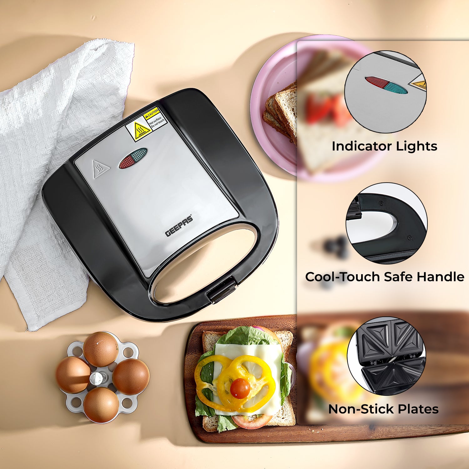 Geepas | For you. For life. Four-Slice Toastie Maker and Sandwich Grill Sandwich Maker