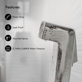 The toilet bidet sprayer has several different features such as a water hose, leak proof fixtures, mounted spray feature and between a 0.1MPa and 0.8MPa water pressure