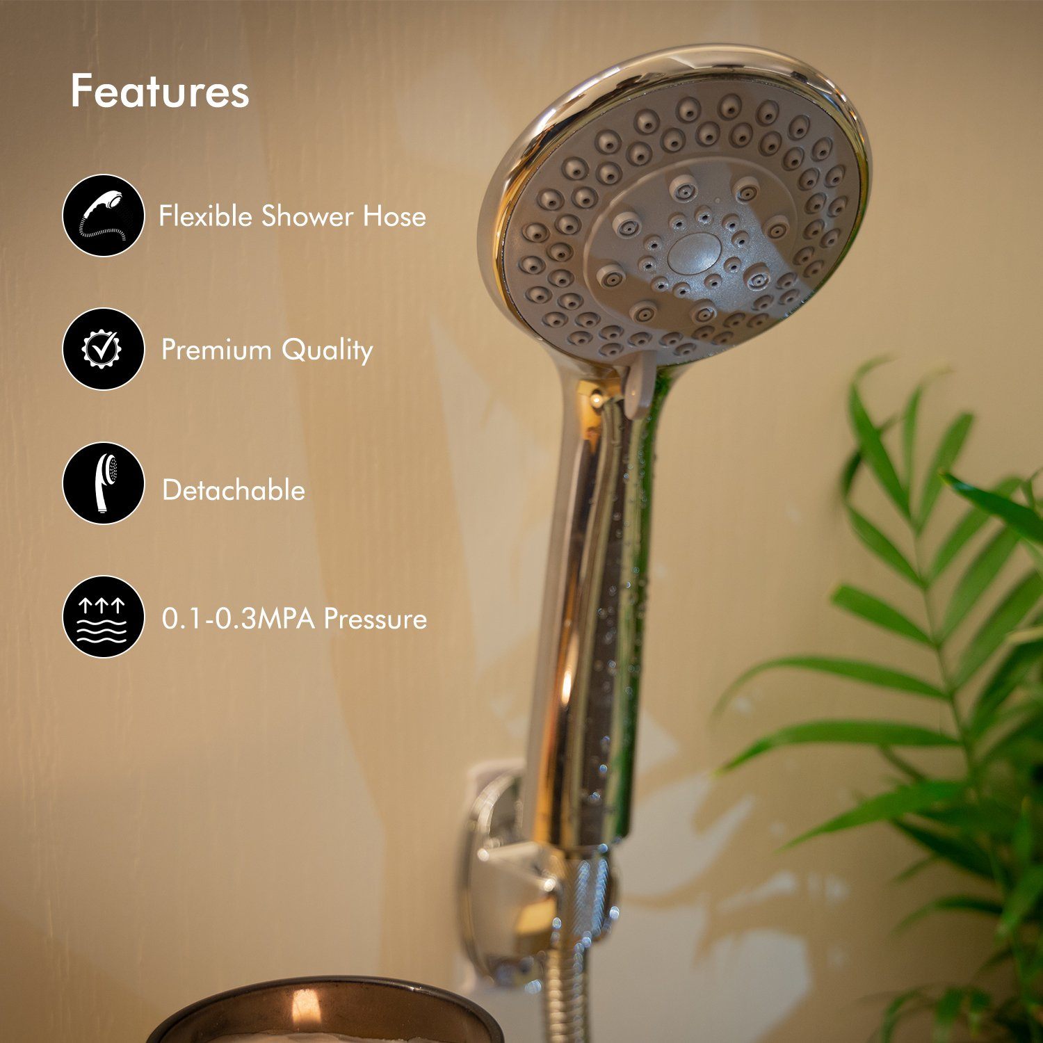 High Pressure Shower Head, 5 Function Hand Shower Bathroom Fixtures Geepas | For you. For life. 