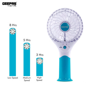 Geepas Rechargeable Mini Fan | Portable Fan | Blue Fan Geepas | For you. For life. 