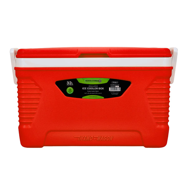 32L Portable Double Insulated Red Chest Cooler Box | Royalford UK