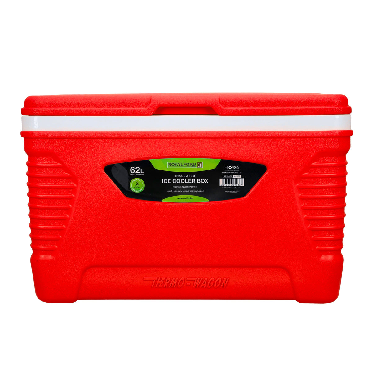 Royalford 62L Red Insulated Ice Cooler Box Coolers
