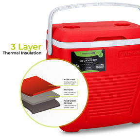 Royalford 28L Red Insulated Ice Cooler Box Coolers