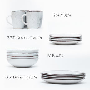 16 Piece 'Coastal White' Stoneware Dinnerware Set