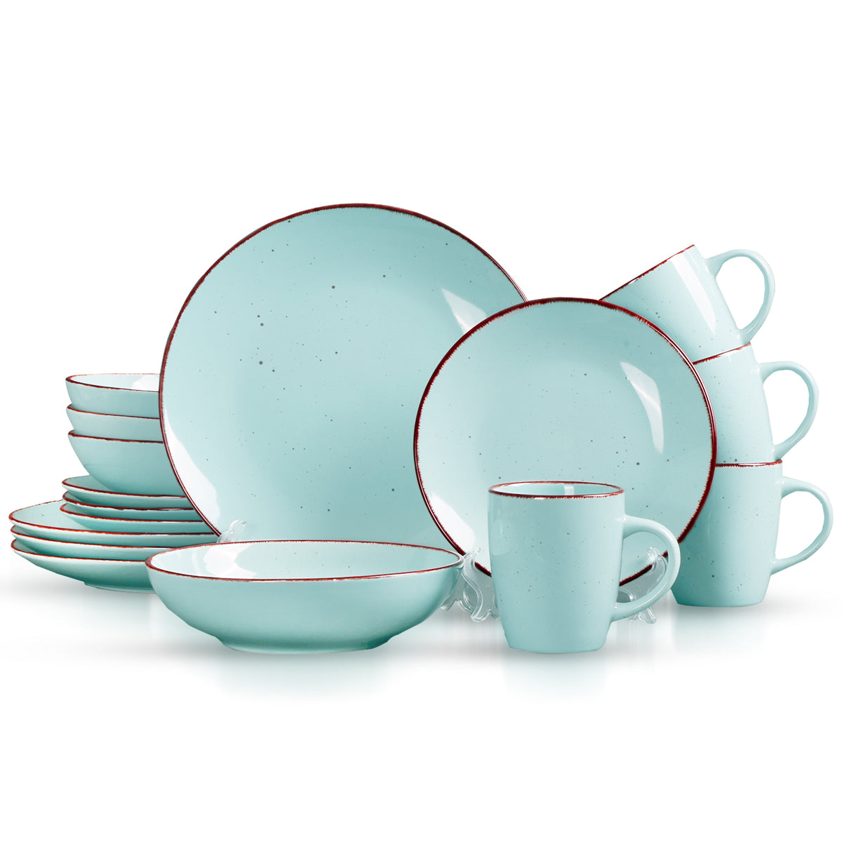 16 Piece 'Coastal Blue' Stoneware Dinnerware Set