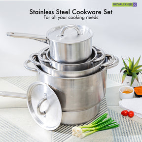 Royalford Stainless Steel Four-Piece Cookware Set 