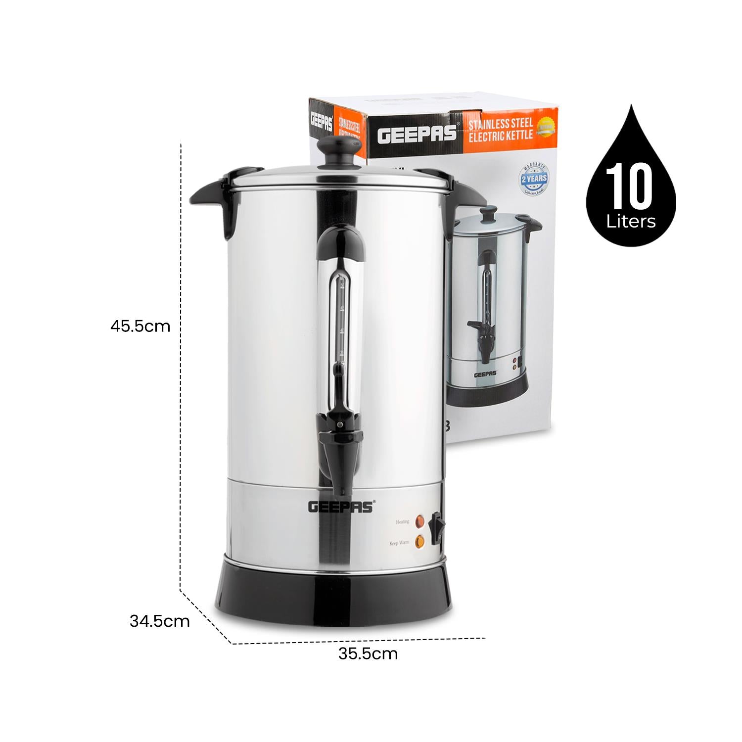 Stainless Steel Electric Tea Urn Water Boiler 6.8L 15L Geepas UK