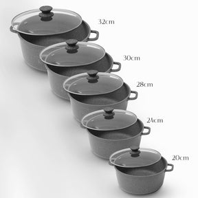 5-Piece Grey Die-Cast Casserole Cookware Set