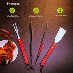 Geepas | For you. For life. BBQ Stainless Steel 3-Piece Utensils Set 