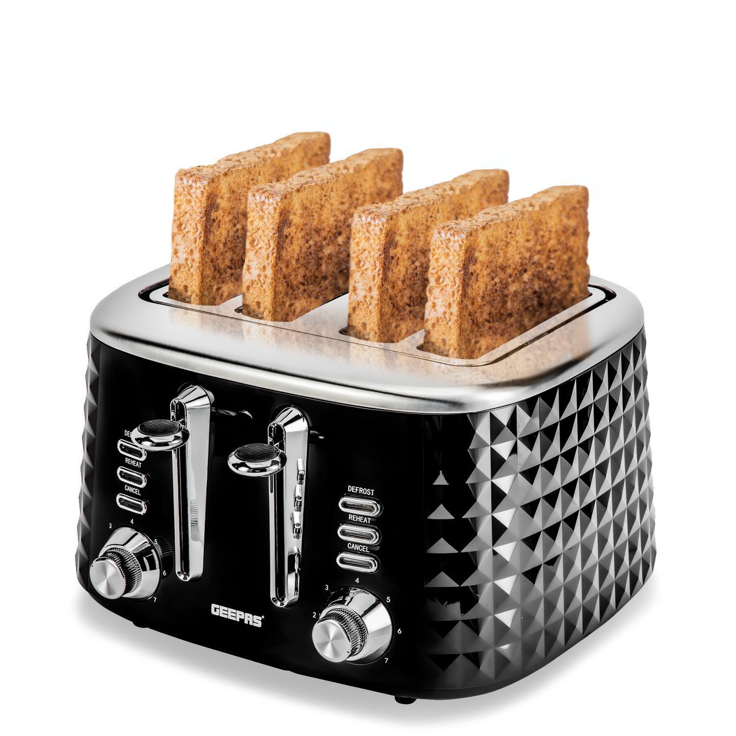 White and Black Versatile 4-Slice Toaster 1750W